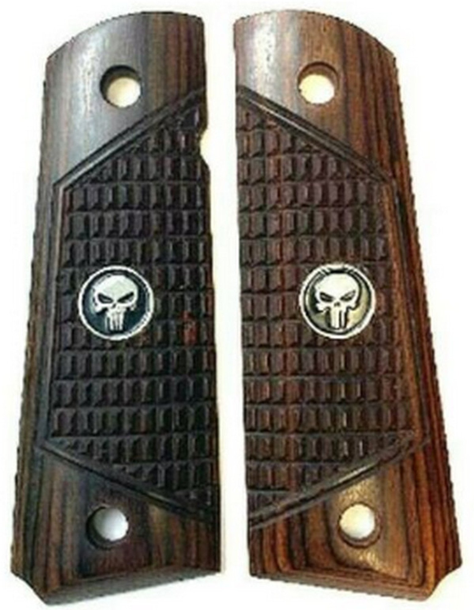 1911 Outback Rosewood Black Punisher Medallions Full Size Grips Premium Knife Supply 2052