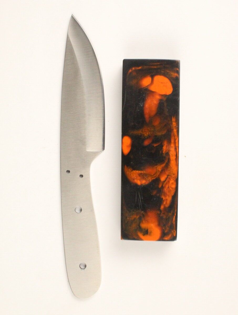 Fury Skinner Knife Kit - S509 - BLACK ORANGE RESIN - Premium Knife Supply