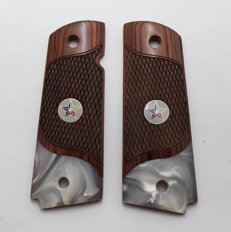 1911 Full Size Rosewood Grips, Pearl Accent w/Texas Star